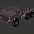 Metallic Silver Gray Cab Chassis Truck With Six Wheels And Open Flatbed Structure 3d model