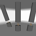 Modern Black Cylindrical Fireplace Interior Design With Warm Flames And Decor