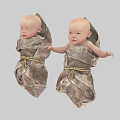 Game And Movie Characters Two Babies Wrapped In Gray Cloth With Rope