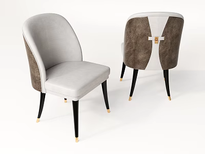 Elegant Modern Dining Chairs With Two Tone Upholstery And Gold Accent Legs 3d model