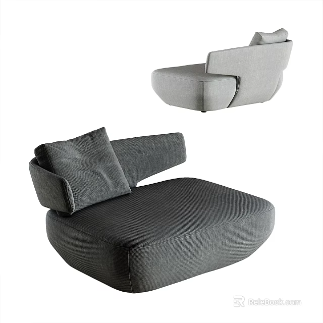 Modern Gray Single Sofa with Ergonomic Armrest and Comfortable Upholstered Cushion 3d model