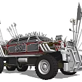 Modified Off Road Car With Spiked Decorations Large Tires And Weapon Attachments