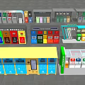 Public Facilities Including Colorful Waste Sorting Bins And Recycling Stations 3d model