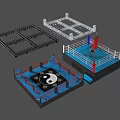 Premium Sports Equipment Boxing Ring Martial Arts Platform With Yin Yang Symbol And Punching Bag