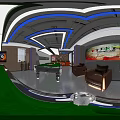 Modern Billiard Room Interior With Green Felt Table Blue Lighting Bar Counter And Comfortable Sofa