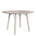 Light Beige Round Dining Table With Modern Crossed Leg Design 3d model