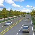 Well Designed Road Infrastructure With Lanes Street Lamps Green Belts And Trees