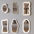Modern Minimalist Various Shapes Wall Mounted Mirrors Reflecting Interior Scenes 3d model
