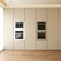 Modern Built in Kitchen Appliances Ovens And Microwaves In Light Colored Cabinets Design