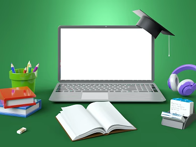 Modern Notebook Computer Distance Education Enterprise Commercial 3d model