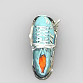 Turquoise High Top Shoes Featuring BE KOBE Lettering Gold Anchor Ferris Wheel Buildings Beige Sole