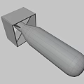 Green Military Bomb Cylindrical Shape With Red Part And Square Metal Tail Fin 3D Render