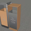 Public Recycling Waste Bin With Brown And Gray Sections And Recycling Symbols