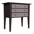 Modern Entryway Console Table With Dark Brown Frame And Light Gray Storage Drawers 3d model