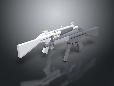 3D Model of Modern White and Gray Rifle with Scope and Design Features 3d model