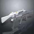 3D Model of Modern White and Gray Rifle with Scope and Design Features