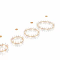 Elegant Crystal Chandelier With Multiple Tiers Gold Accents And Leaf Shaped Transparent Crystals