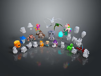 Colorful Various Game And Movie Characters Cartoon Fantasy Figurines Collection 3d model