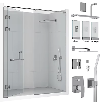 Modern Chrome Shower System With Overhead And Handheld Shower Fixtures 3d model