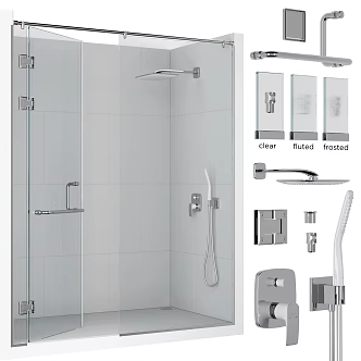 Shower combination shower room shower glass bathroom home faucet 3d model