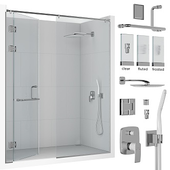 Shower combination shower room shower glass bathroom home faucet 3d model