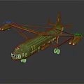 Green Military Airplane With Number 15 Twin Engines Landing Gear And Red Star
