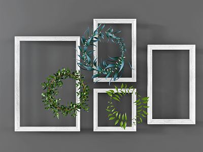 Modern Photo Frame Circle Plant Pendant Wall Decoration Wreath Picture Frame model