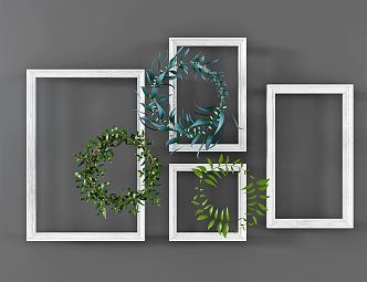 Modern Photo Frame Circle Plant Pendant Wall Decoration Wreath Picture Frame 3d model