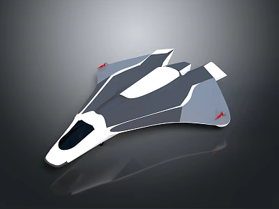 Futuristic Aircraft Design With Sleek Gray White Body Transparent Cockpit And Red Accents 3d model