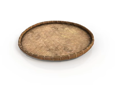 Round Handmade Bamboo Woven Tray For Household Use And Decorative 3d model