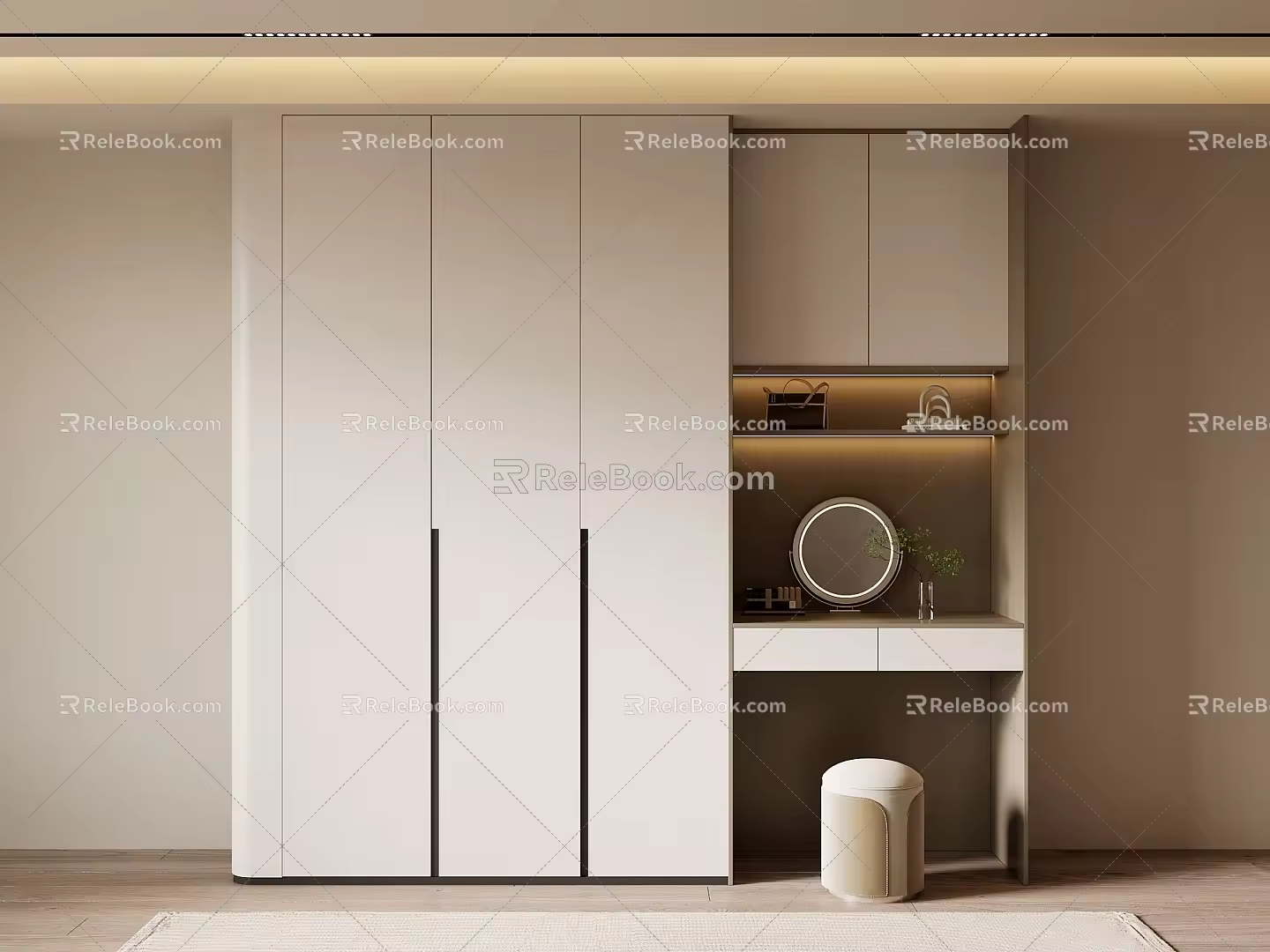 Modern Simple Wardrobe Dressing Table 3d model