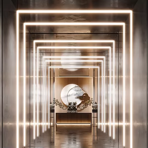 New Chinese Corridor Elevator Corridor Hall Elevator Hall Corridor Office Plant Potted Plant 3d model