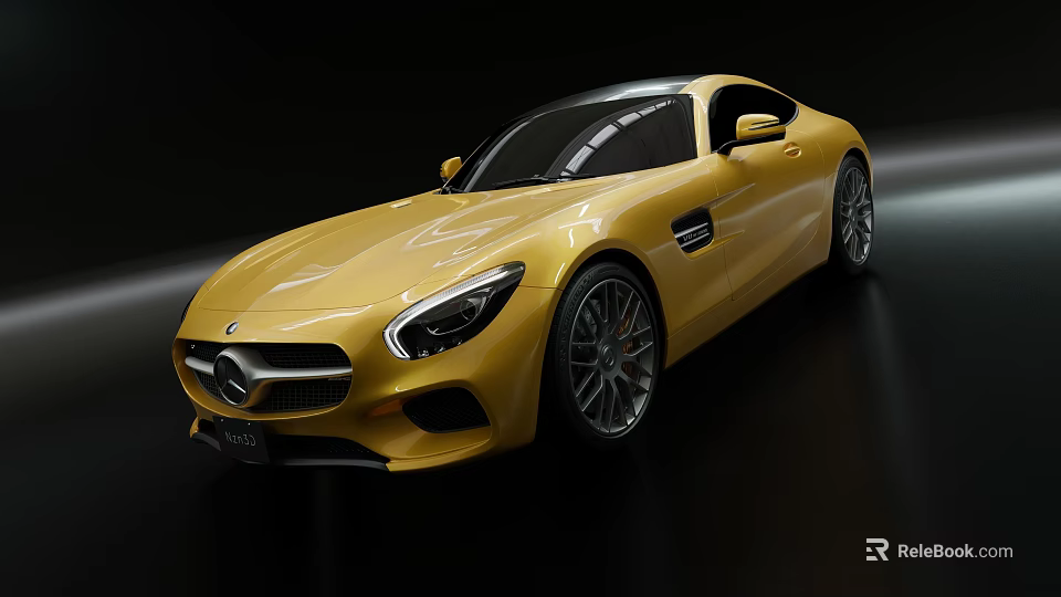 Yellow Mercedes Benz Sports Car Featuring Sleek Modern Design And Alloy Wheels 3d model 