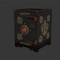 Vintage Security Safe With Decorative Gold Patterns And Secure Lock Mechanism 3d model