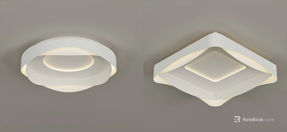 Modern Minimalist Ceiling Lights With Round Square White LED Sleek Design 3d model 