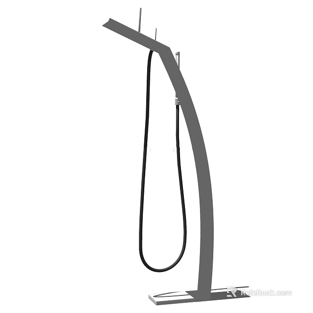 Arc Shaped Faucet With Black Flexible Hose And Modern Sleek Design 3d model 