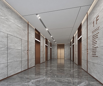 modern elevator hall 3d model