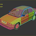 Yellow Compact Car with Shiny Exterior and Clear Windows on Dark Reflective Surface