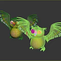 Cartoon Birds With Yellow Bodies Big Eyes And Colorful Wings On Gray Background