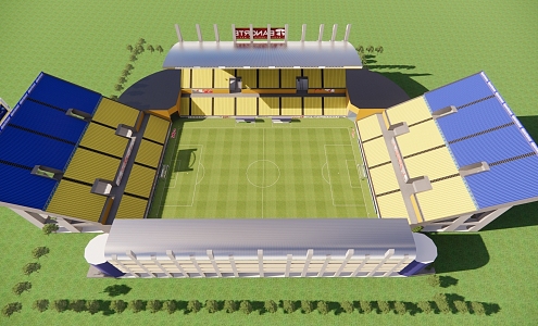 modern football field football field sports ground 3d model