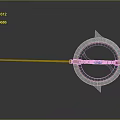 Modern Metallic Device With Green Rod Circular Ring And Base Reflection