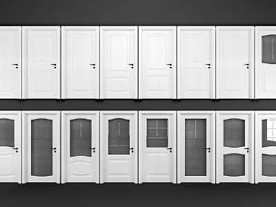 White Interior Hinged Doors With Various Designs And Glass Panel Options 3d model