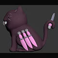Cute Purple Cartoon Cat Doll Holding Small Knife With Decorative Wings