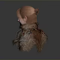 Woman With Red Hair In Fur Clothing And Metal Armor 3D Sculpture