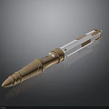 Military Weapon Missile 3D Model With Brown And White Cylindrical Body