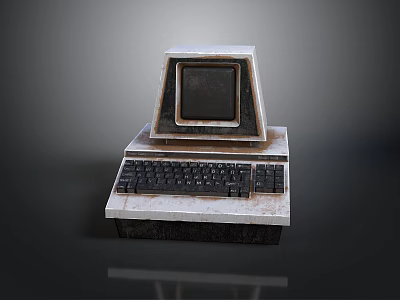 Vintage Retro Computer System With Classic CRT Monitor And Mechanical Keyboard 3d model