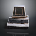 Vintage Retro Computer System With Classic CRT Monitor And Mechanical Keyboard