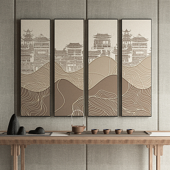 New Chinese Landscape Painting Decorative Painting 3d model