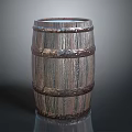 Rustic Wooden Barrel With Metal Hoops And Natural Wood Grain Texture