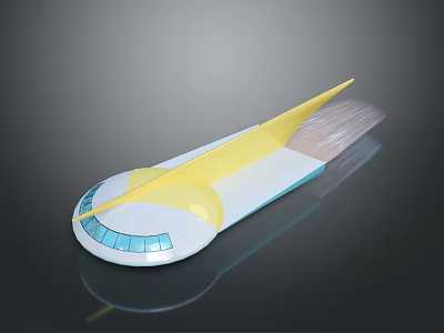 Futuristic Spaceship With White Body Yellow Sharp Section And Blue Windows Streamlined Aerospace Design 3d model